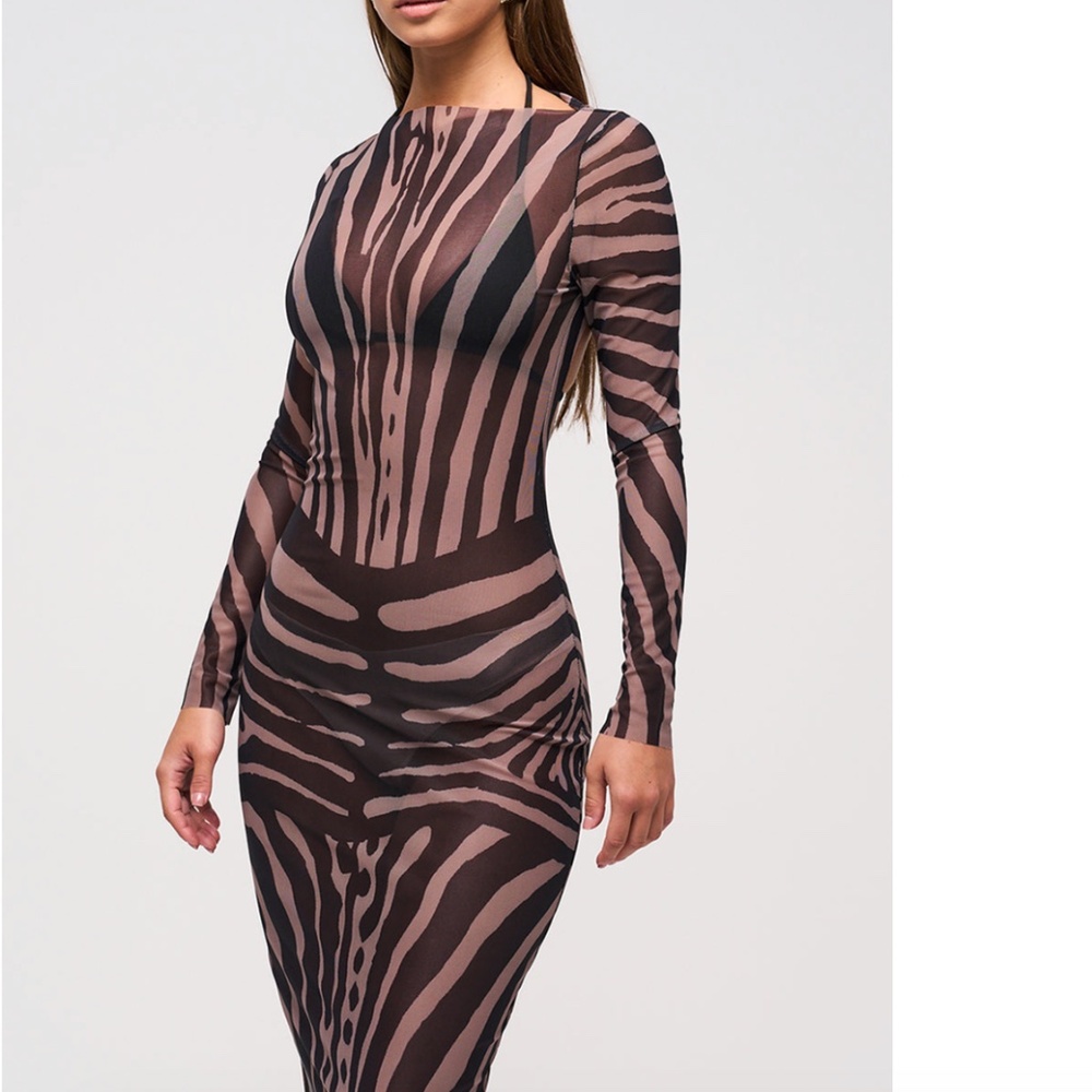 Murci - Zebra - Illusion Mesh Maxi Dress